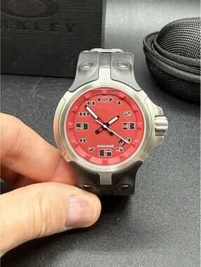 Oakley Bottle Cap Brushed Red Dial Watch